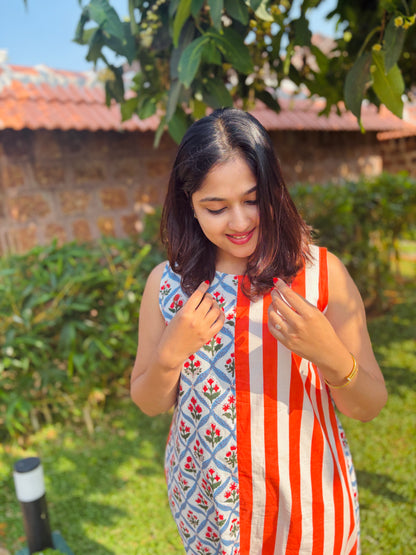 Floral Stripes Fusion Dress